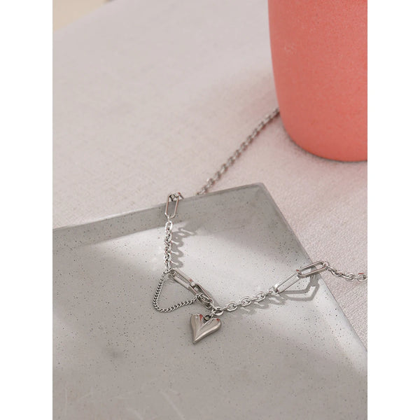 Silver Love Heart Chain Necklace