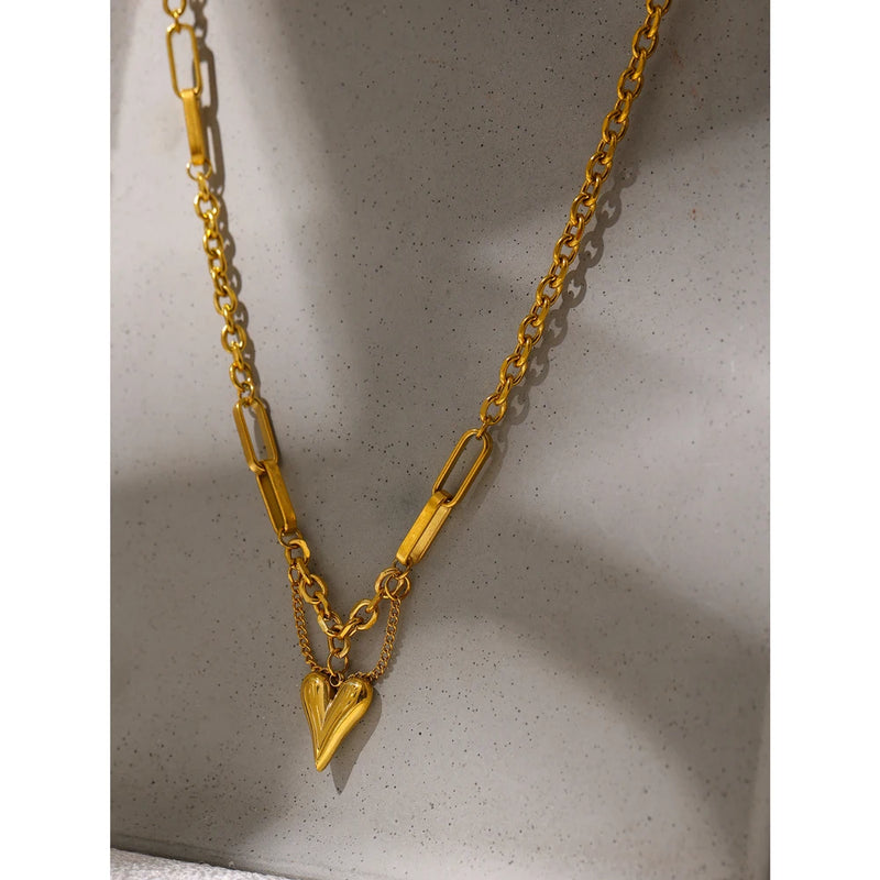 18k gold Love Heart Chain Necklace