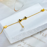 18k gold butterfly pearl anklet