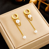 18k Gold Miami Pearl Link Earrings