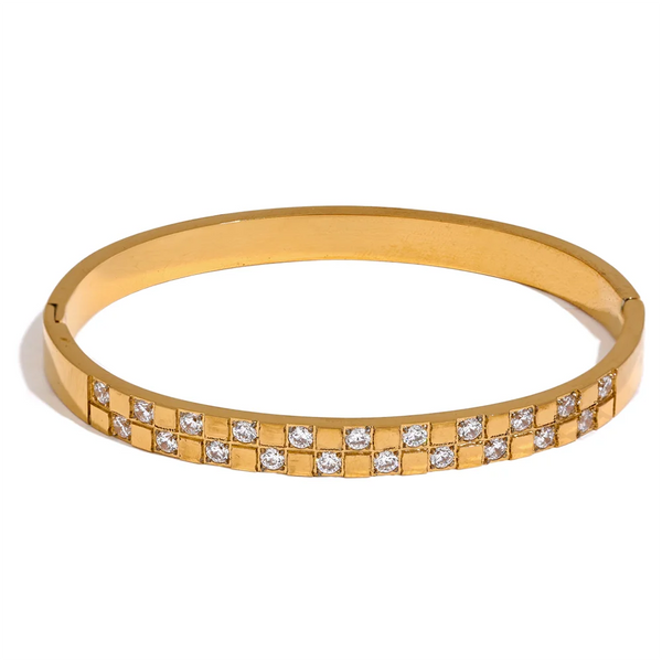 18k Gold Double Layered Diamond Bangle