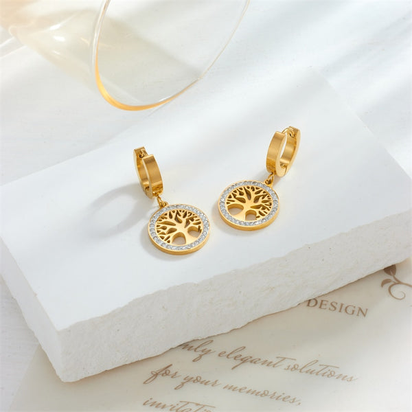 18k Gold Tree Of Life Earrings