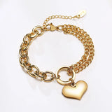 18k Gold Double Linked Heart Belcher Bracelet