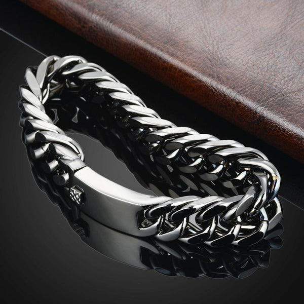 French Paved Black Cuban Link Bracelet