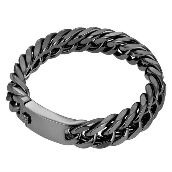 French Paved Black Cuban Link Bracelet