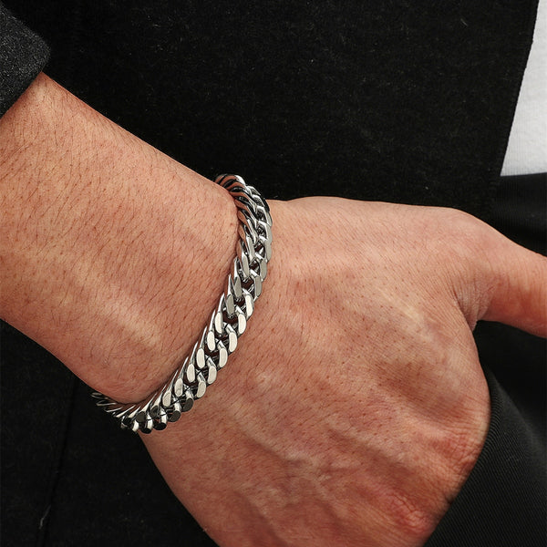 Inter-Linked Sterling Silver Cuban Link Bracelet