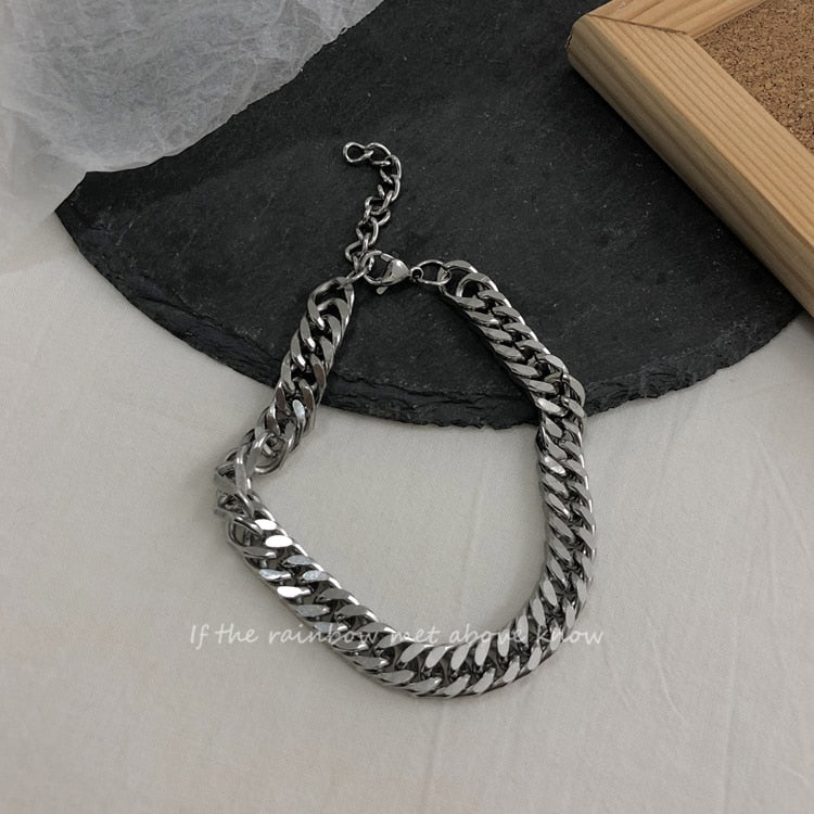 Inter-Linked Sterling Silver Cuban Link Bracelet